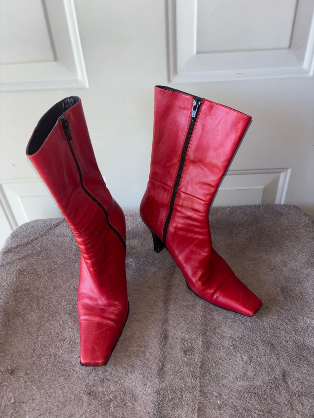 Antonio Eboli vintage 80’s red leather heeled boots size 36 EU 6 US